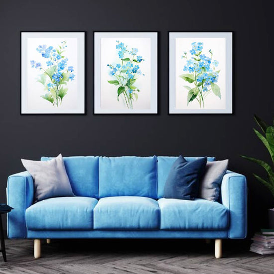 Floral Light Blue Flower Frame Sets